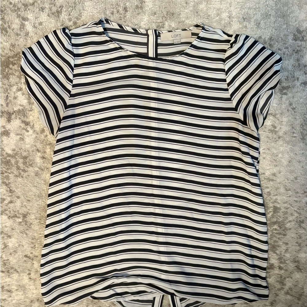 LOFT Monochrome Striped Blouse